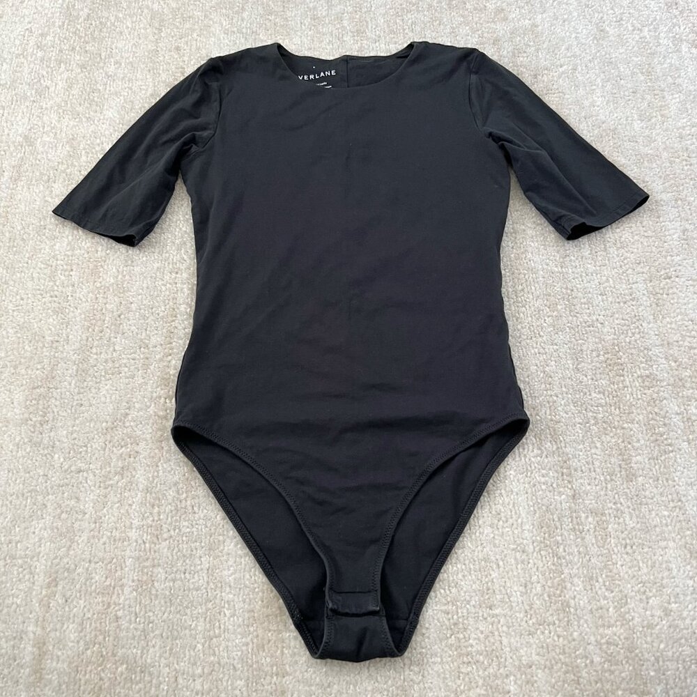 Everlane Cotton Short Sleeve Bodysuit Top S Black
